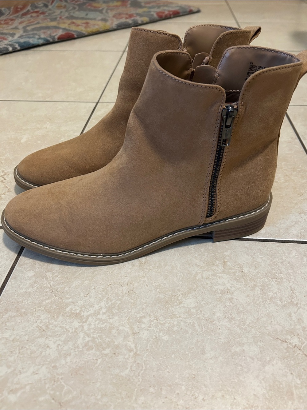 Universal Thread Tan Suede Side-Zip Ankle Booties
